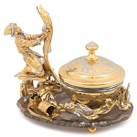 Икорница с декором "Емеля" с гравировкой на подставке из натурального камня Агат Decorative Cavair Dishes варинант исполнения - 1 | Loft Concept в Ростове-на-Дону