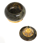 Икорница с крышкой с гравировкой из натурального камня Нефрит Decorative Cavair Dishes варинант исполнения - 7 | Loft Concept в Ростове-на-Дону