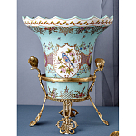 Ваза из голубого фарфора с рисунком птиц и цветов и декоративными элементами Blue Garden варинант исполнения - 7 | Loft Concept в Ростове-на-Дону