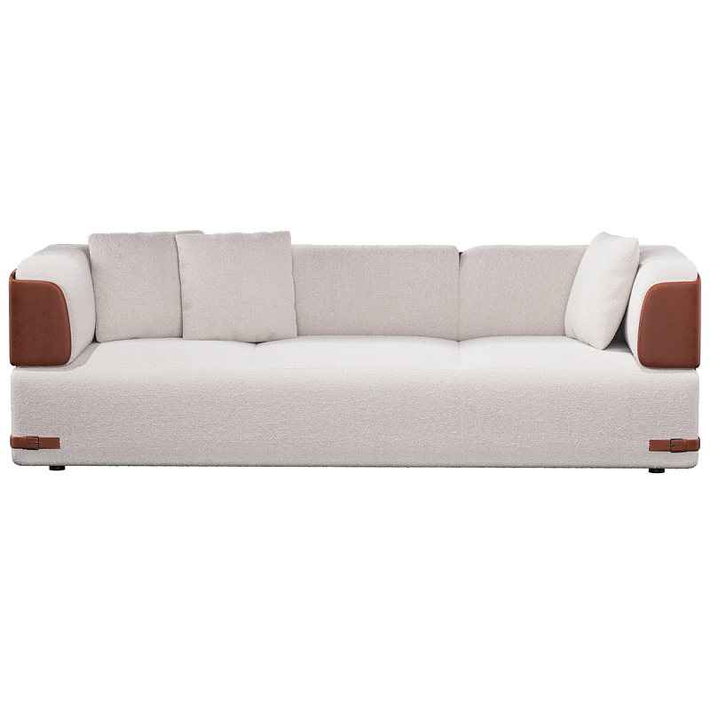 Трехместный диван Richmond с кожаной отделкой Молочный Коричневый в Ростове-на-Дону | Loft Concept 