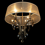 Люстра подвесная круглая с тканевым полупрозрачным абажуром и подвесками 4 лампы Gilded Elegance варинант исполнения - 5 | Loft Concept в Ростове-на-Дону