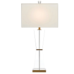 Настольная лампа с прозрачным корпусом и прямоугольным тканевым абажуром Charm and Luxury варинант исполнения - 2 | Loft Concept в Ростове-на-Дону