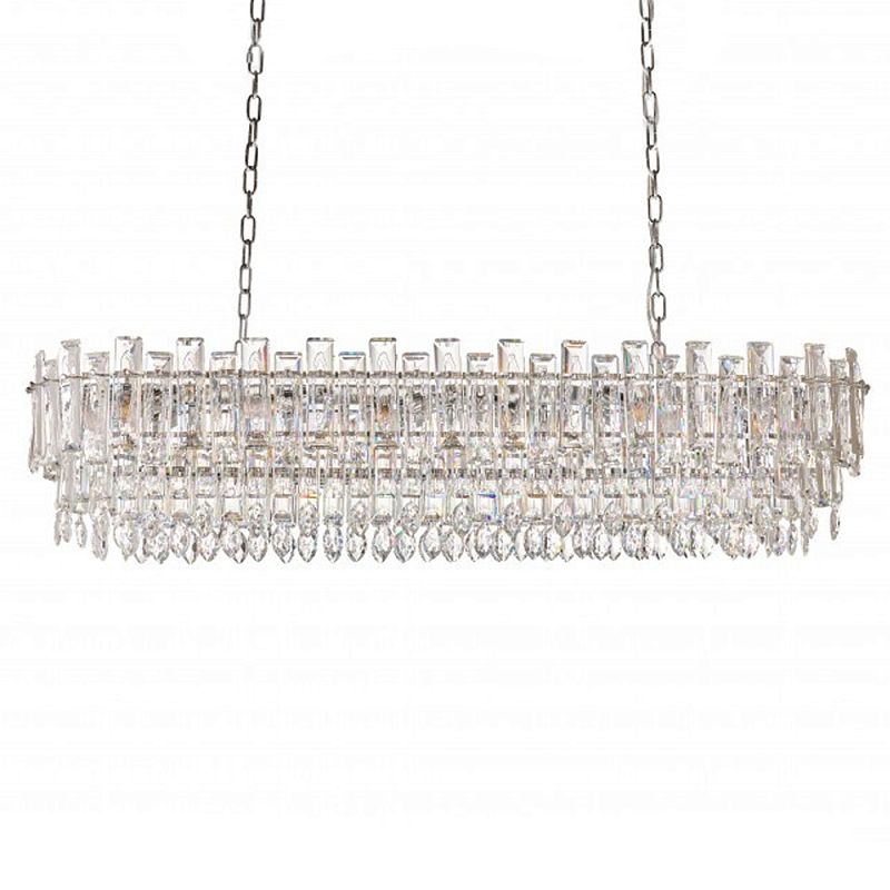 Люстра овальная с хрустальными подвесками Gorgeous Crystal Light Хром Прозрачный Золотой в Ростове-на-Дону | Loft Concept 