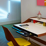 Письменный стол с 2-мя чёрными выдвижными ящиками и нишей с цветными разделителями Ballan варинант исполнения - 6 | Loft Concept в Ростове-на-Дону