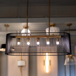 Люстра подвесная овальной формы с металлическим решетчатым абажуром матово-черного цвета и 5 лампами Kichler варинант исполнения - 7 | Loft Concept в Ростове-на-Дону