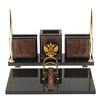 Настольный письменный набор из камня лемезит с гербом России Royal Accessory варинант исполнения - 1 | Loft Concept в Ростове-на-Дону