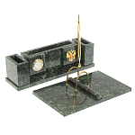 Настольный письменный набор из змеевика с подставкой под календарь и часами Successful Leader варинант исполнения - 2 | Loft Concept в Ростове-на-Дону