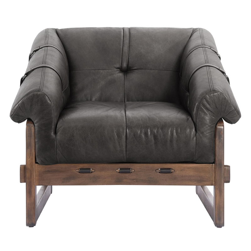 Кресло Duncan винтажная черная кожа Черный Коричневый в Ростове-на-Дону | Loft Concept 