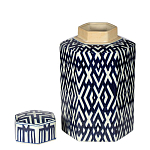 Ваза с крышкой и графическим узором в сине-белых цветах Blue & White Ornament  варинант исполнения - 1 | Loft Concept в Ростове-на-Дону