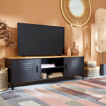 ТВ-тумба из металла и столешницей из массива дуба Metal Wood TV-Stand варинант исполнения - 6 | Loft Concept в Ростове-на-Дону