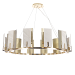 Люстра подвесная круглая с прямоугольными мраморными и золотистыми панелями на металлическом каркасе Диаметр 118 см Marble square Chandelier варинант исполнения - 1 | Loft Concept в Ростове-на-Дону