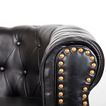 Кресло кожаное с мягкими подлокотниками на 4-х деревянных ножках Logan Leather Armchair black варинант исполнения - 4 | Loft Concept в Ростове-на-Дону