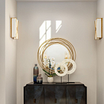 Золотое настенное круглое зеркало Golden Orbit варинант исполнения - 2 | Loft Concept в Ростове-на-Дону