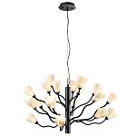 Люстра подвесная черного цвета с ветвями и белыми фарфоровыми цветами Floralis варинант исполнения - 8 | Loft Concept в Ростове-на-Дону