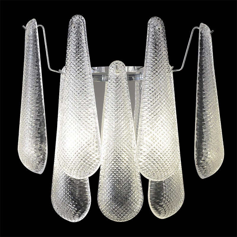 Бра с подвесками из рифленного стекла в форме капель на основании цвета хром Textured Glass Прозрачное Стекло Хром Бра с подвесками из рифленного стекла в форме капель на основании цвета хром Textured Glass Прозрачное Стекло Хром в Ростове-на-Дону | Loft Concept