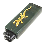 Зажигалка газовая из натурального камня Офиокальцит с декоративной металлической вставкой в виде ящерицы Metal Stone Lighters варинант исполнения - 2 | Loft Concept в Ростове-на-Дону