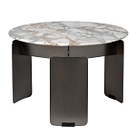 Столик журнальный с круглой мраморной столешницей на трех опорах Marble Stone Drawing варинант исполнения - 1 | Loft Concept в Ростове-на-Дону