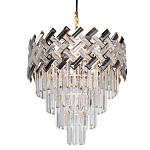 Люстра многоярусная с переплетенными металлическими элементами черного и золотого цвета и прозрачными хрустальными подвесками Empire Chandelier Crystal варинант исполнения - 1 | Loft Concept в Ростове-на-Дону