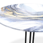 Стол журнальный с круглой бело-голубой столешницей из стекла White and Blue Marble варинант исполнения - 3 | Loft Concept в Ростове-на-Дону