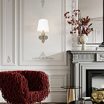 Бра с белым текстильным абажуром и фигурным основанием с зеркальной вставкой Vitorino варинант исполнения - 7 | Loft Concept в Ростове-на-Дону