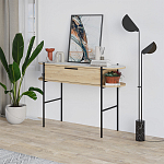 Консоль напольная деревянная с выдвижным ящиком и 2-мя полками со столешницей цвета белый мрамор OTIS CONSOLE OAK варинант исполнения - 3 | Loft Concept в Ростове-на-Дону