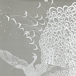 Обои ручная роспись в стиле Арт-деко Whistler Peacocks Special Colourway on Pale Grey dyed silk варинант исполнения - 2 | Loft Concept в Ростове-на-Дону