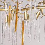 Люстра линейная золотого цвета с декоративными ветвями и длинными стеклянными подвесками в форме сосулек Droplet Chandelier варинант исполнения - 3 | Loft Concept в Ростове-на-Дону