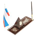 Настольный письменный набор с часами в виде пирамиды из природного камня обсидиана Pyramid of Time варинант исполнения - 2 | Loft Concept в Ростове-на-Дону