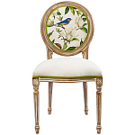 Стул бежевый из натурального бука с изображением птиц и цветов Blooming Blue Birds варинант исполнения - 1 | Loft Concept в Ростове-на-Дону