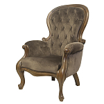 Кресло с мягкой обивкой из коричневого велюра на 4-х деревянных ножках Evelyn Classical Armchair варинант исполнения - 3 | Loft Concept в Ростове-на-Дону