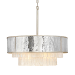 Люстра круглая с подвесками из текстурированного стекла молочного цвета Hinkley варинант исполнения - 1 | Loft Concept в Ростове-на-Дону