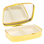 Таблетница карманная прямоугольная с 2-мя отделениями с зеркалом и накладкой из натурального камня Авантюрин Gold Stone Pillboxes варинант исполнения - 3 | Loft Concept в Ростове-на-Дону