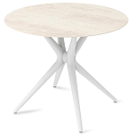 Стол обеденный с круглой столешницей из керамики на четырех белых ножках Sand Ceramics варинант исполнения - 2 | Loft Concept в Ростове-на-Дону