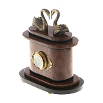 Часы настольные из натурального камня с декором в виде двух лебедей Swans Stone Clock варинант исполнения - 6 | Loft Concept в Ростове-на-Дону