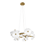 Люстра подвесная круглая с ветвистыми бронзовыми элементами и стеклянными рифлеными дисками Textured Glass Chandelier варинант исполнения - 3 | Loft Concept в Ростове-на-Дону