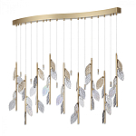 Люстра с золотистыми трубками и прозрачными стеклянными листьями на подвесах Sylva  варинант исполнения - 2 | Loft Concept в Ростове-на-Дону