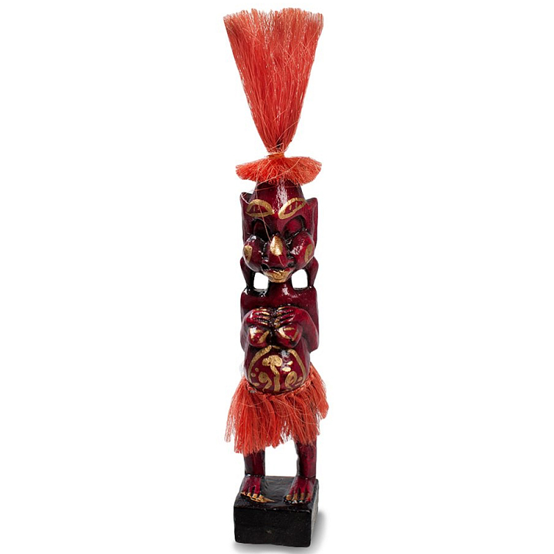    Asmat Red Straw Headdress Statuette Red    -- | Loft Concept 