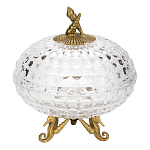 Конфетница прозрачная стеклянная на бронзовых ножках в виде морских коньков с крышкой в виде ракушки Eden Garden варинант исполнения - 1 | Loft Concept в Ростове-на-Дону