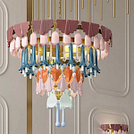 Люстра круглая с декором из разноцветных элементов в виде листьев Changing Seasons варинант исполнения - 11 | Loft Concept в Ростове-на-Дону