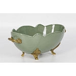 Чаша зеленого цвета из фарфора с волнообразным краем Eden Garden porcelain and bronze варинант исполнения - 1 | Loft Concept в Ростове-на-Дону