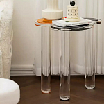 Дизайнерский журнальный стол с фигурной столешницей на 3-х прозрачных ножках Rahakif варинант исполнения - 2 | Loft Concept в Ростове-на-Дону