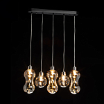 Люстра с 3-мя плафонами волнообразной формы цвета янтарь и 2-мя прозрачными шарообразными плафонами Lucid Rain  варинант исполнения - 3 | Loft Concept в Ростове-на-Дону