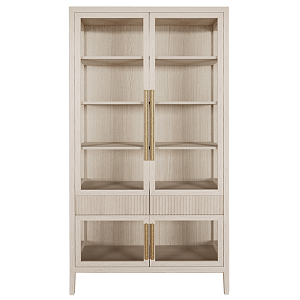 Витрина Primo со стеклянными фасадами и 2 ящиками Светлый дуб