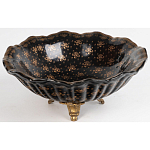 Блюдо черного цвета из фрафора на бронзовых ножках Eden Garden porcelain and bronze варинант исполнения - 2 | Loft Concept в Ростове-на-Дону