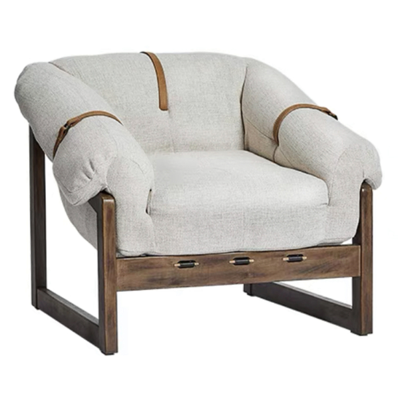 Кресло Duncan Текстильная обивка Белый Коричневый в Ростове-на-Дону | Loft Concept 