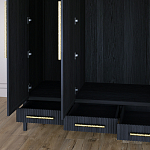 Большой Шкаф Primo Черный дуб с 3 дверьми и 3 выдвижными ящиками варинант исполнения - 7 | Loft Concept в Ростове-на-Дону