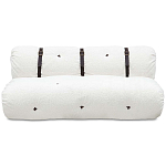 Двухместный диван без подлокотников белый с обивкой букле и ремешками из кожи Blaise Boucle Sofa варинант исполнения - 1 | Loft Concept в Ростове-на-Дону