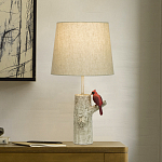 Настольная лампа с тканевым абажуром и основанием в виде птицы на дереве Simurq варинант исполнения - 2 | Loft Concept в Ростове-на-Дону