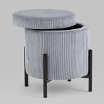 Серо-голубой пуф на черных ножках SANJAY варинант исполнения - 2 | Loft Concept в Ростове-на-Дону