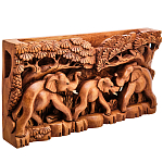 Панно из дерева слоны Panel With Animals варинант исполнения - 2 | Loft Concept в Ростове-на-Дону